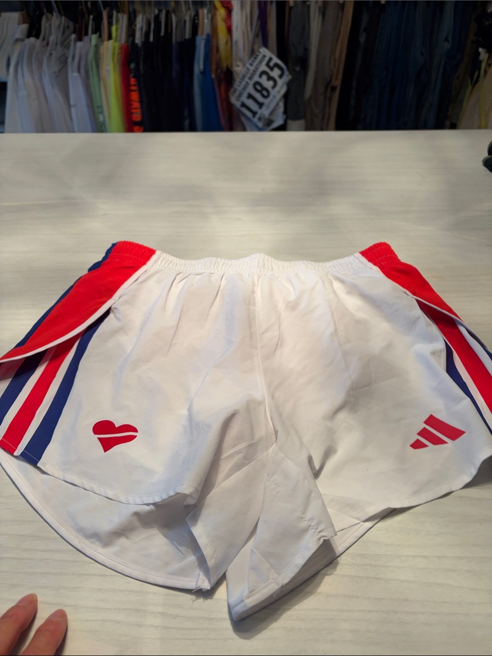 Women's Adidas Athletic Shorts with Red & Blue Accents